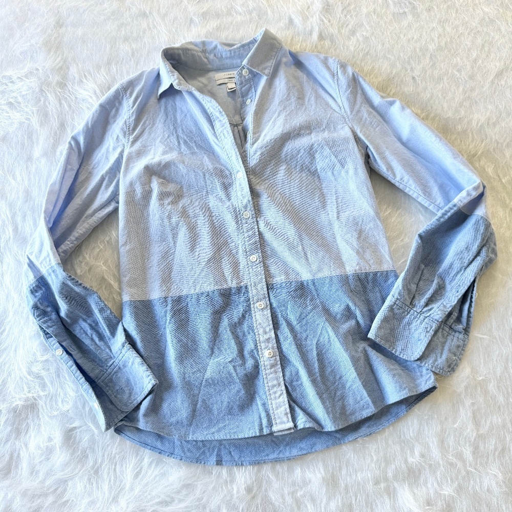 J.Crew Blue Colorblock Button Down Shirt